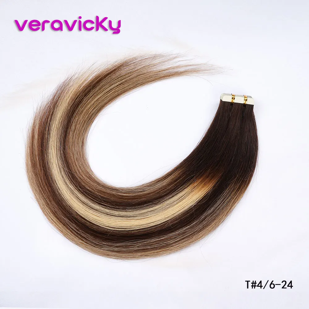 T4624 Накладные волосы Remy на ленте, цвет, натуральные человеческие волосы, накладные волосы, Омбре, блонд, бесшовные волосы на ленте - Цвет: T4624