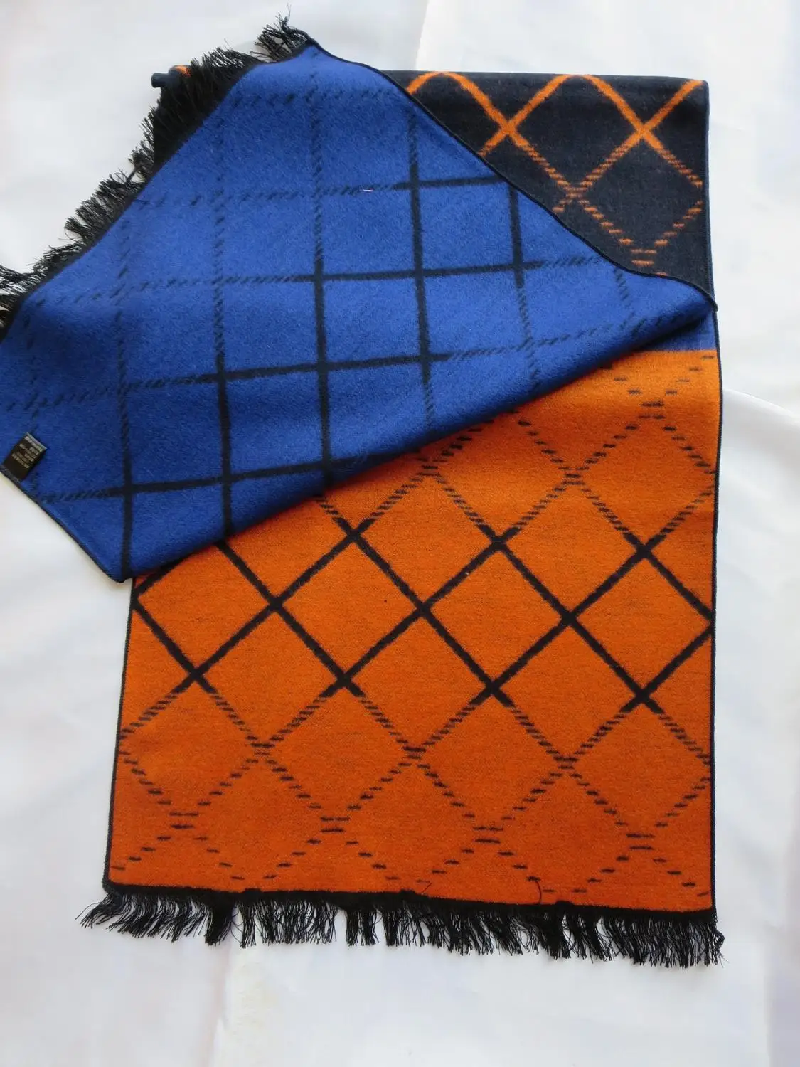 Double Sides Wear 1 Мужской шелковый шарф винтажный зимний теплый шейный платок двухсторонний мягкий ворс 180*32 см - Цвет: Double Sides Wear 1