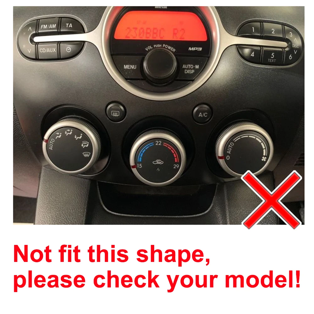 3 шт./лот, подходит для MAZDA 2 M2 DEMIO 07-14, ручка переключателя, ручки нагревателя, кнопки управления тепловым климат-контролем, циферблаты, рамка кондиционера переменного тока