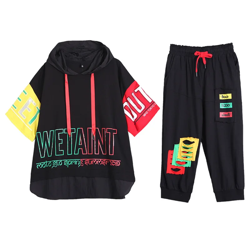 

2020 tracksuit women s loose letter printing fashion Harem foreign style Casual sports suit women 's two piece suit summer