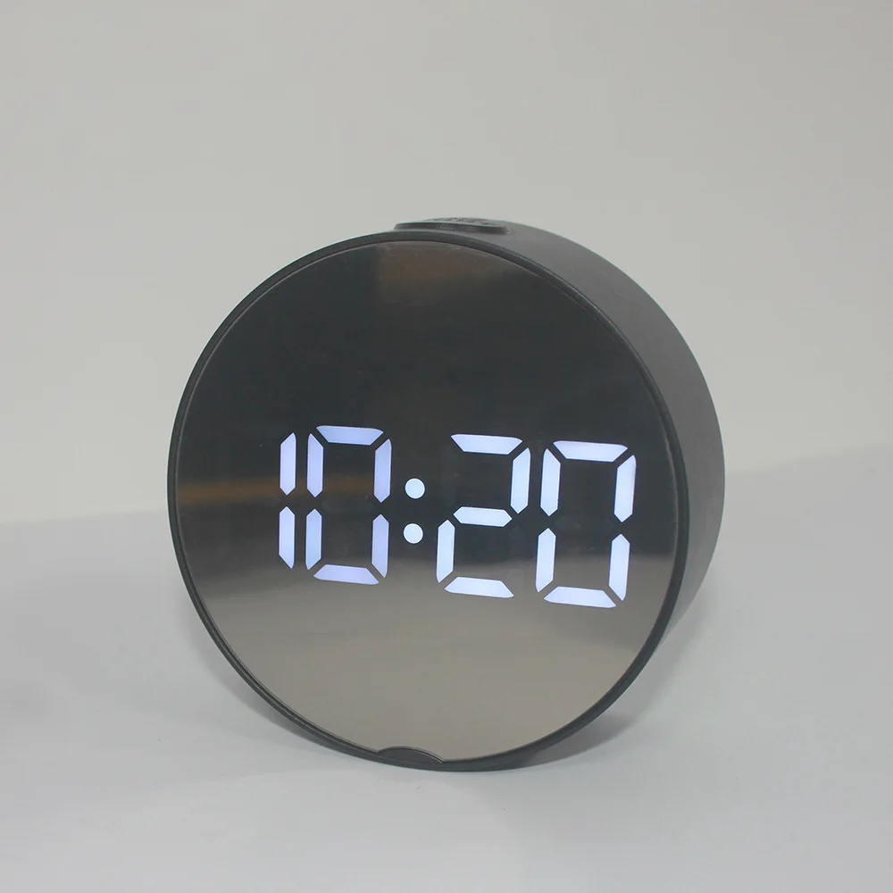 Round Multifunctional Electronic Clock Bedside Alarm LED Mirror Large Screen Digital Multicolor | Дом и сад