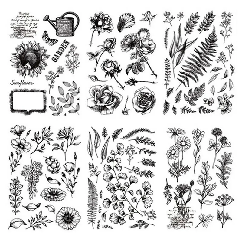 Цветок Прозрачный штамп листья резиновые штампы Прозрачная силиконовая печать