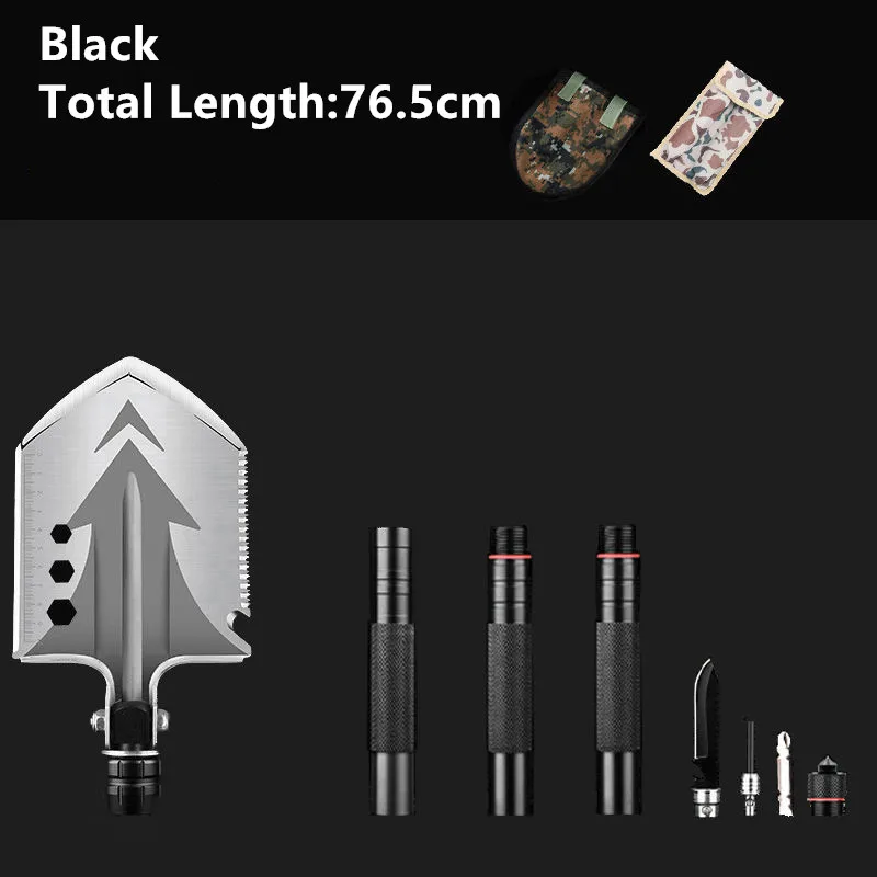 Black 76.5cm HS инструменты военный портативный складной нож-Лопатка для наружного кемпинга пешего туризма альпинизмом многофункциональная лопата для выживания в чрезвычайных ситуациях - Цвет: Black 76.5cm