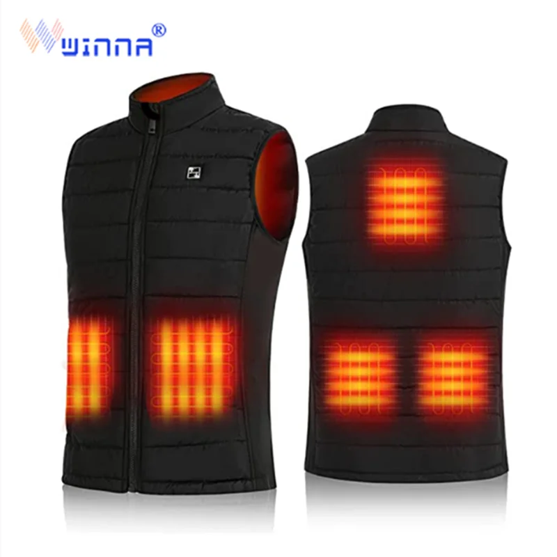 

Мужской и женский жилет с 5 нагревательными подушечками, куртка с электрическим подогревом и USB, зимняя уличная спортивная теплая одежда с с...