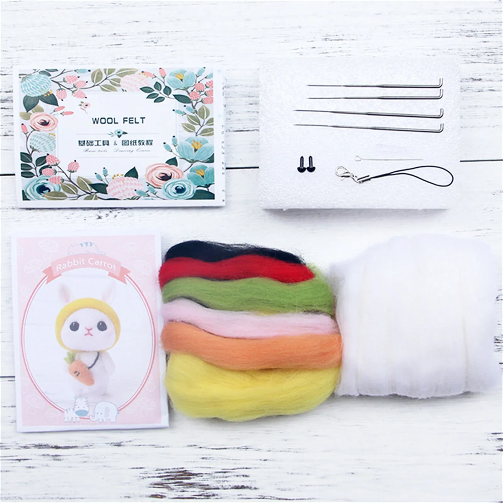 

Cute Rabbit Pattern Handmade DIY Poke Wool Felts Material Production Package stuffed toys dolls Material package Dropshipping