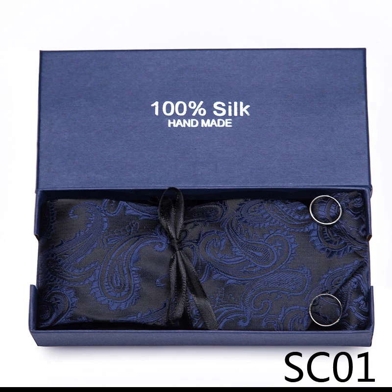 

Top grade Silk Festive Present Tie Handkerchief Cufflink Set Necktie Box Yellow Man's Shirt Accessories New Year's Day