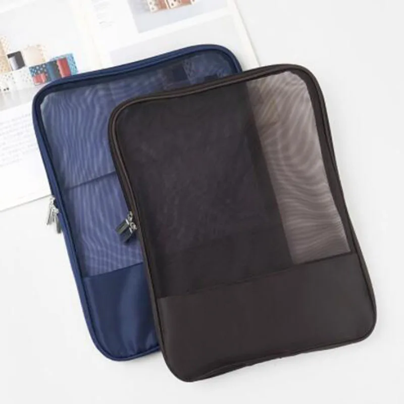 

Mesh Zipper Bag A4 Transparent Document Pocket Folders Student Stationery Test Paper Storage Bags Pencil Bag School Supplies