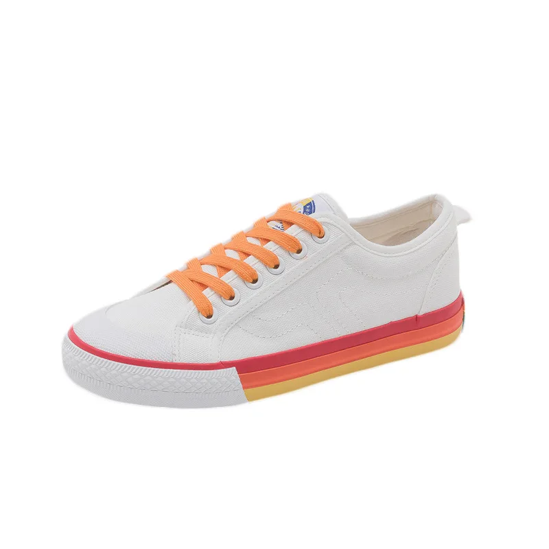 

Rainbow canvas shoes for female students in summer Low top flat bottom canvas shoes