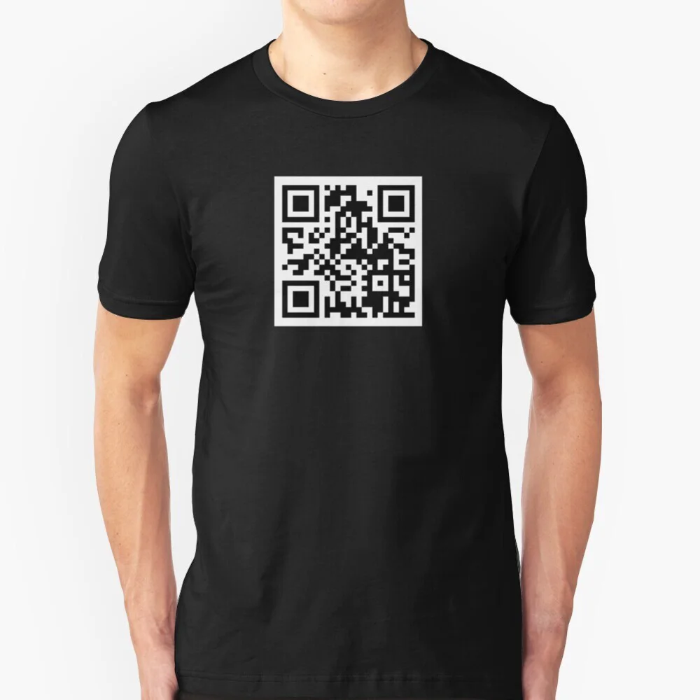 Rick Roll Qr Code T Shirt 100% Pure Cotton Big Size Rick Astley Rickroll Roll Give You Up Rick Roll