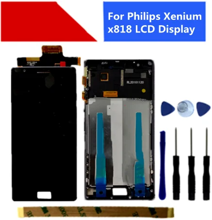 Для мобильного телефона Philips Xenium x818 ЖК дисплей сенсорная панель Экран дигитайзер