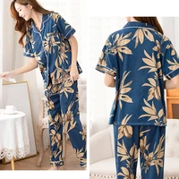 spring summer long sleeved trousers ladies loungewear suit two piece home plus size sleepwear cotton comfort printed pajamas
