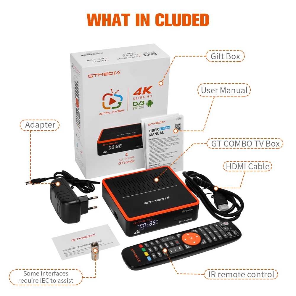 Спутниковый ТВ-приемник GTMEDIA GT Combo DVB-S2/T2/C приемник ccam BT4.1 4K 8K Android 9 0 ТВ-приставка 2