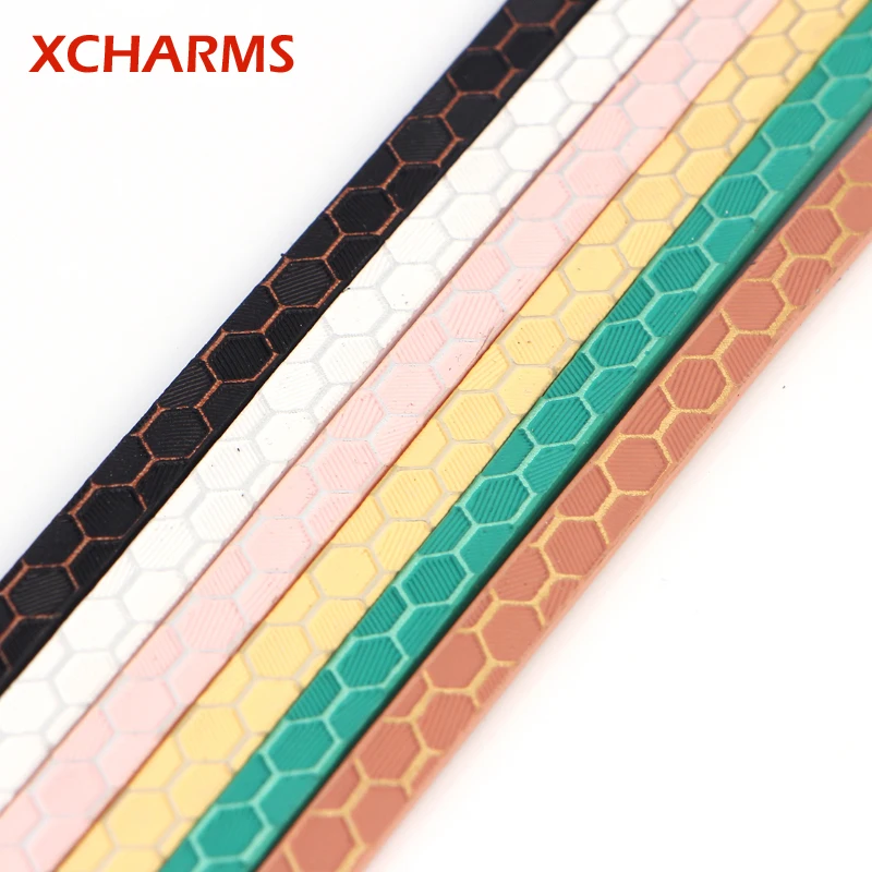 XCHARMS 5MM Flat PU Leather Cord Football Pattern Rope Jewelry Findings Accessories Fashion Making Bracelet Material | Украшения и