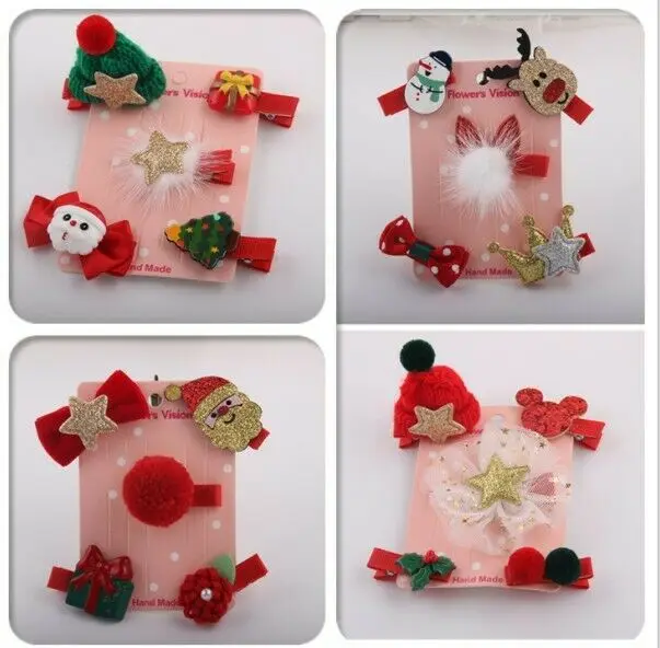 5 шт. рождественские мини заколки для волос пластиковые маленьких девочек милые с