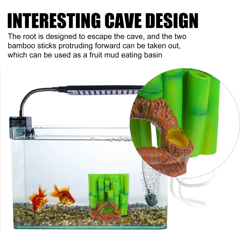 

Reptile Terrarium Feeding Dish Simulation Bamboo Ornament Hideout Decoration