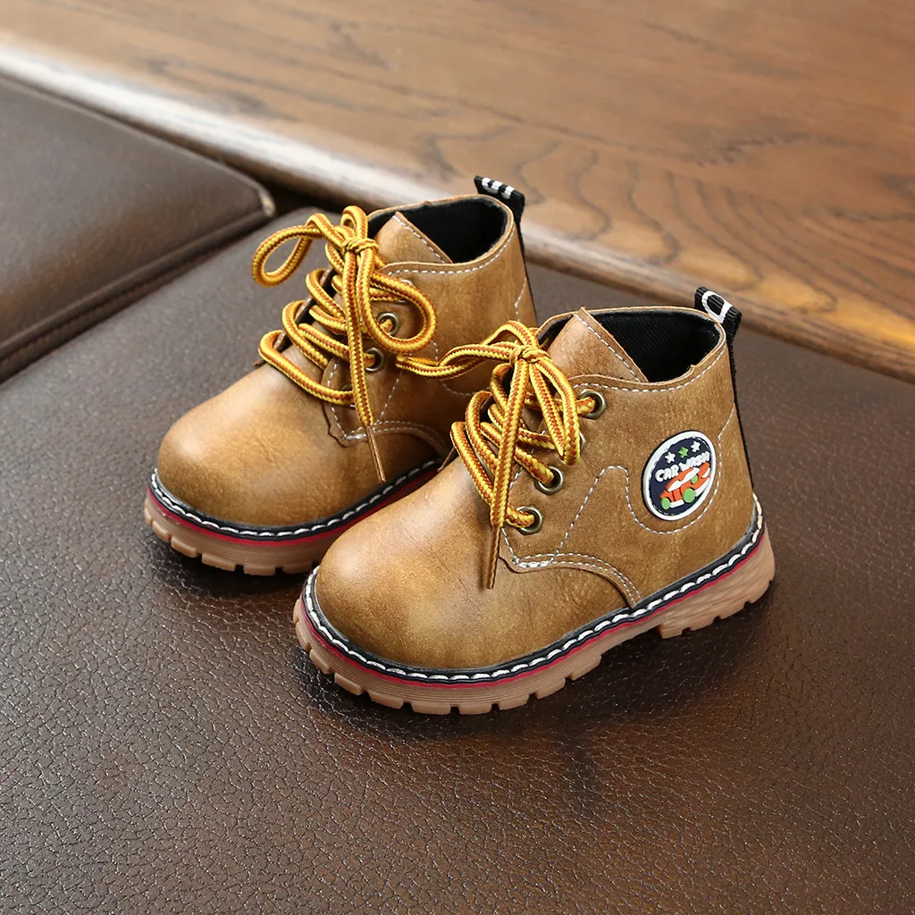 Детские осенние ботинки из искусственной кожи для маленьких мальчиков Крутые