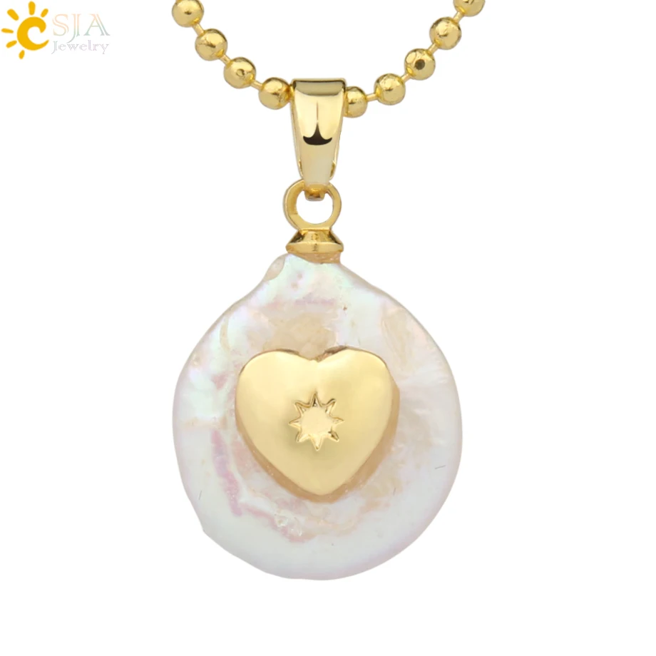 Necklace-B Csja кулон из пресноводного жемчуга, крошечное ожерелье из бисера, сердце из фианита подвески в форме цветов для детей, милое колье для девочек, модные украшения, G213 - Окраска металла: Necklace-B