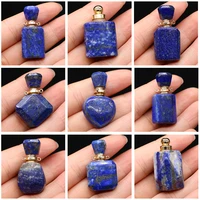 natural stone perfume bottle pendant charms lapis lazulis essential oil diffuser pendant for diy jewerly necklacce gift