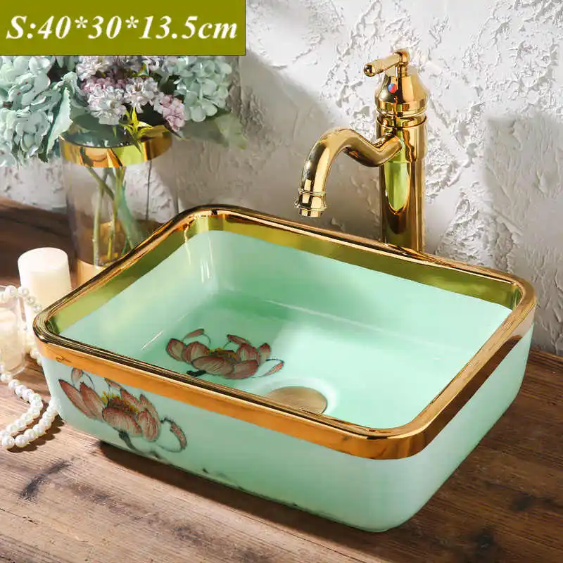 Ceramic above counter basin small size balcony wash single light luxury European style bathroom household | Обустройство дома