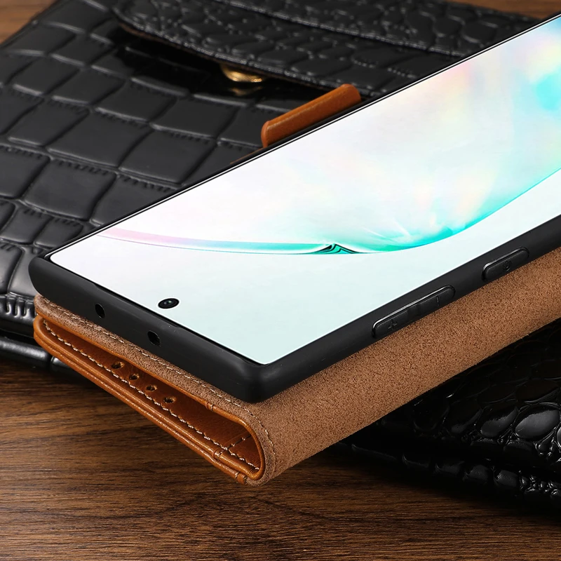 Для samsung Galaxy Note10 флип-кейс из натуральной кожи деловой бумажник oil Wax Подставка Крышка смартфона для samsung Note10 Plus