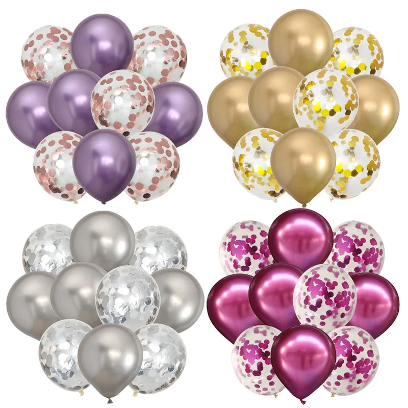 10 шт металлический Цвета воздушных шаров из латекса воздушные шары с конфетти