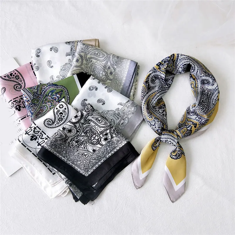 

70*70cm Cashew Print Women's Scarves Silk Satin Hair Scarf Small Neck Scarves Shawl Wrap Bandana DIY Hair Tie Band Square Scarf