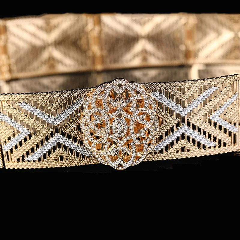 Moroccan Belts Wedding Women Caftan Decoration Waist Chain Hollow-Out Style Crystal Hollow Flower Shape Belts