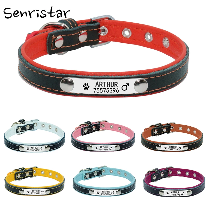 

Personalized Dog Collar Name Plate Engraved ID Name Tag Puppy Cat Dog Collar For Small Medium Large Dogs Leather Pet Collar