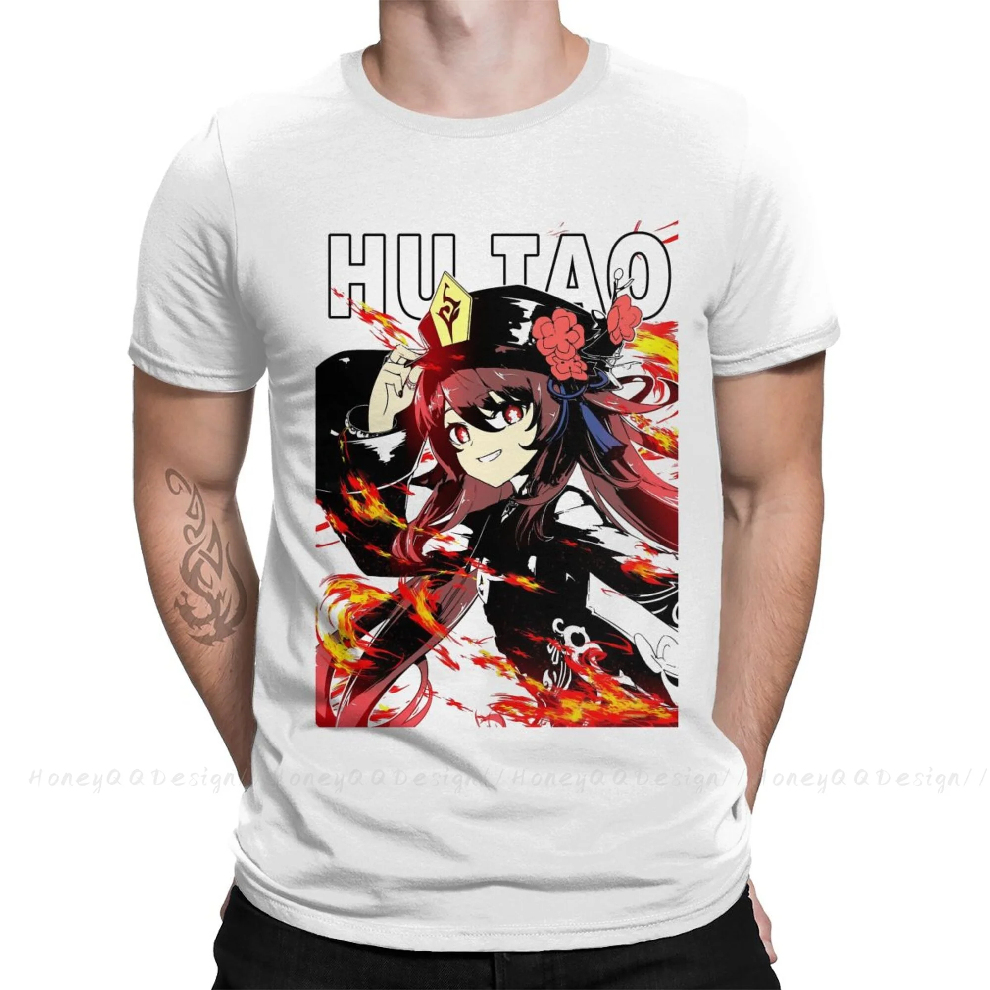 

Genshin Impact Print Cotton Shirt Hombre Hu Tao Genshin Impact Hutao Men Fashion Streetwear Adult T Shirt O neck