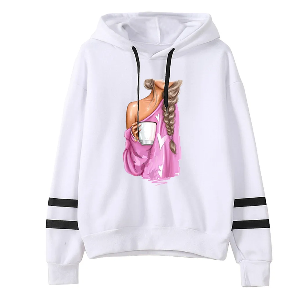 Женские топы с буквенным принтом в полоску круглым воротником длинными рукавами