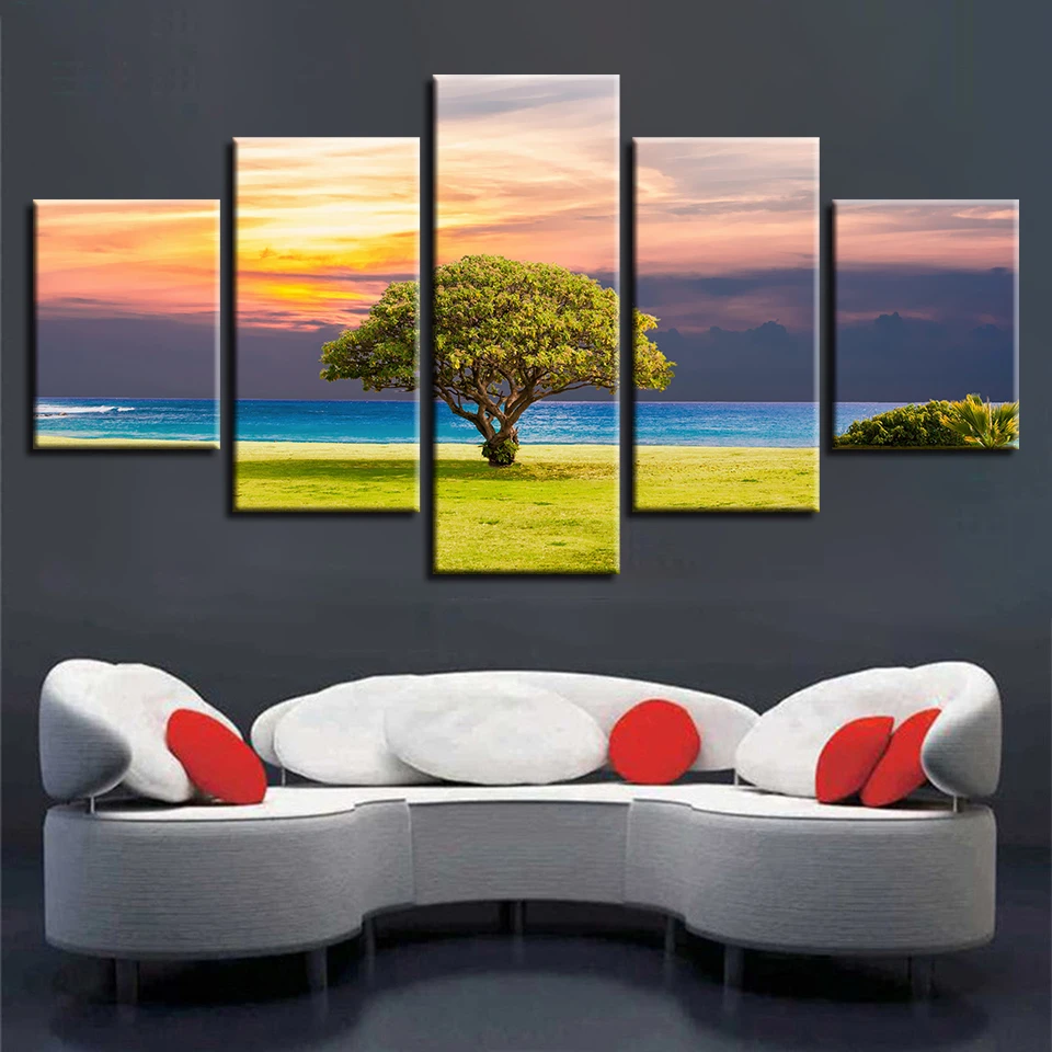 Пейзаж небо облако звезда горная река воздушный шар 5 шт. настенные картины для