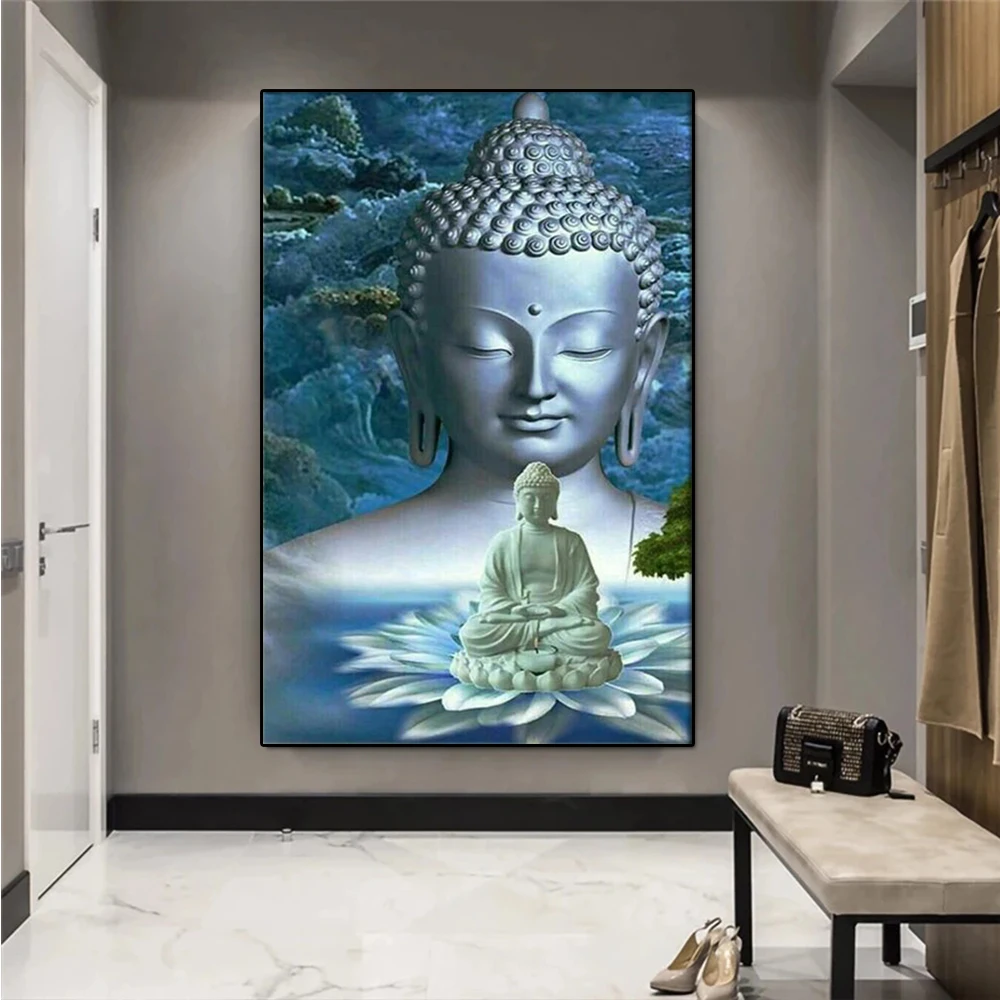 

Buddha icon Large 5D DIY Diamond Painting Full Round/Square Rhinestone Embroidery Sakyamuni religion Mosaic Needlework Decor