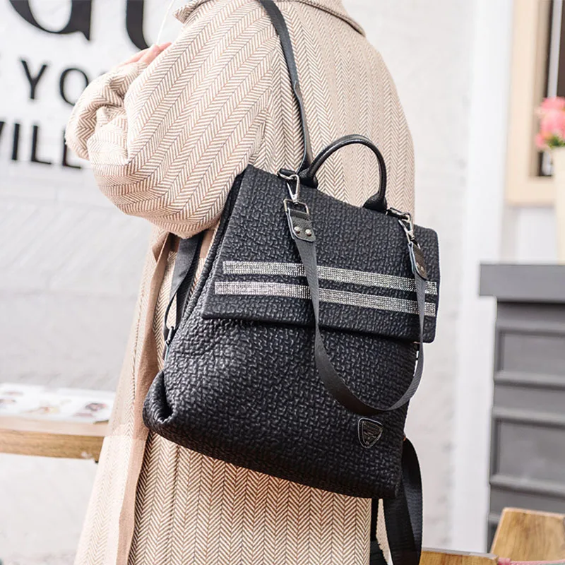 

New Luxury Women Leather Backpack Female Multifunctional Shoulder Bags Teenage Fashion Schoolbag Large Capacity Travel Backpacks