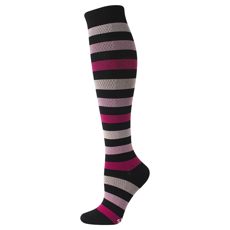 Color Striped Compression Stockings 5 Pairs Vein Compression Sock Sports Compression Outdoor Sports Calcetines De Compresion