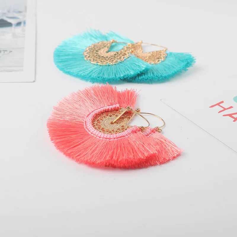 Новый Веер &quotБохо&quot-серьги-подвески в форме кисточек для женщин и девочек