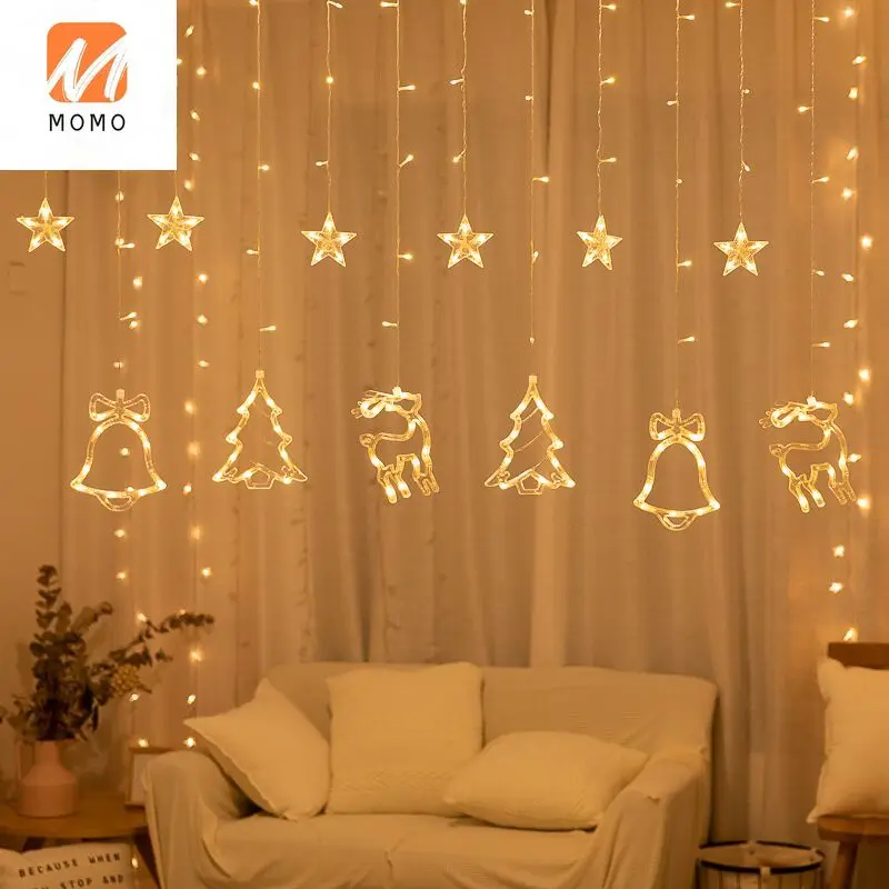 Светодиодные Звездные огни цветные мигающие гирлянды звездная сеть красный