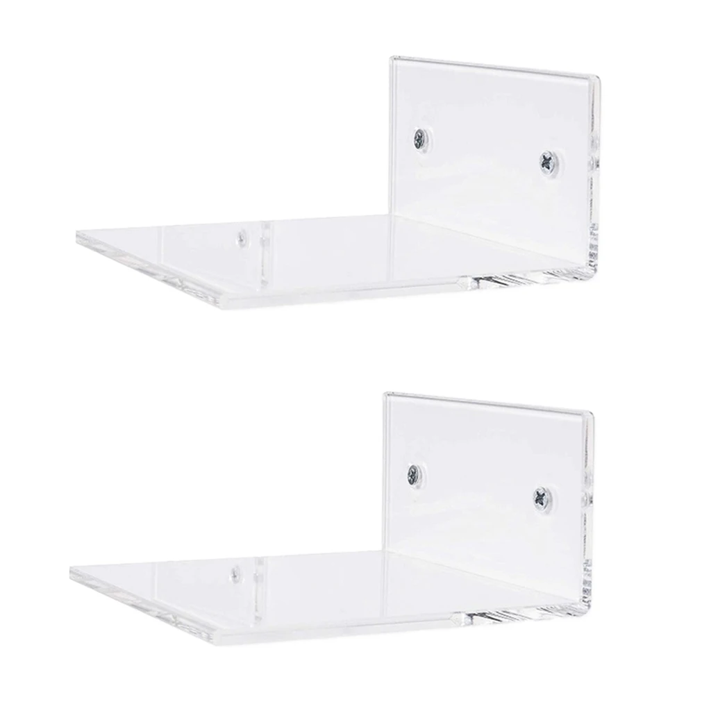

2x Bathroom Small 10cm Clear Acrylic Floating Wall Shelf Display Organizer