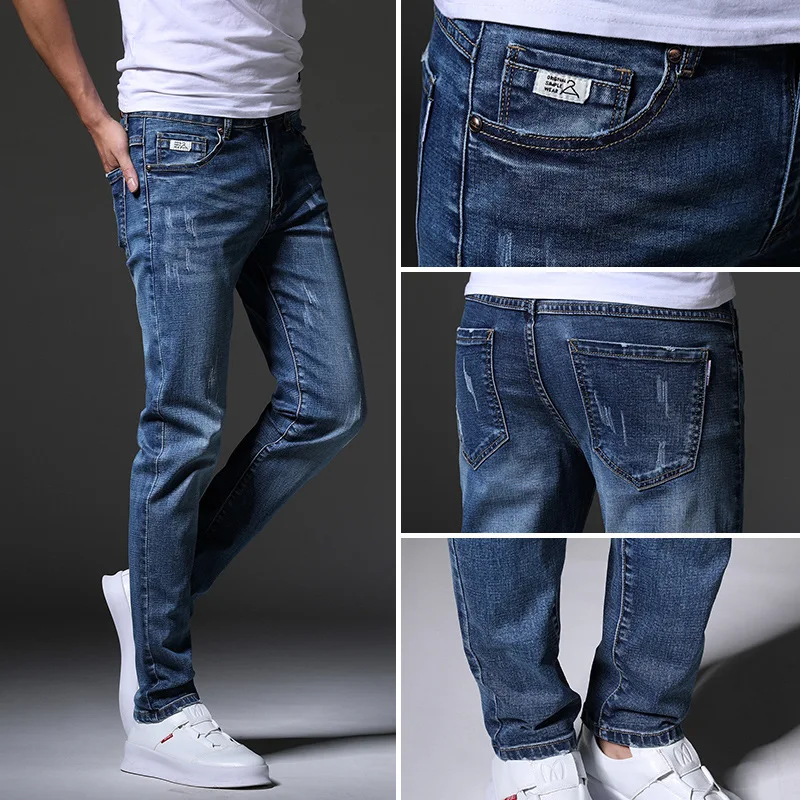 

New Fashion Men's Jeans Light Color Stretch Jeans Casual Straight Slim Fit Multicolor Skinny Jeans Men Cotton Denim Trousers