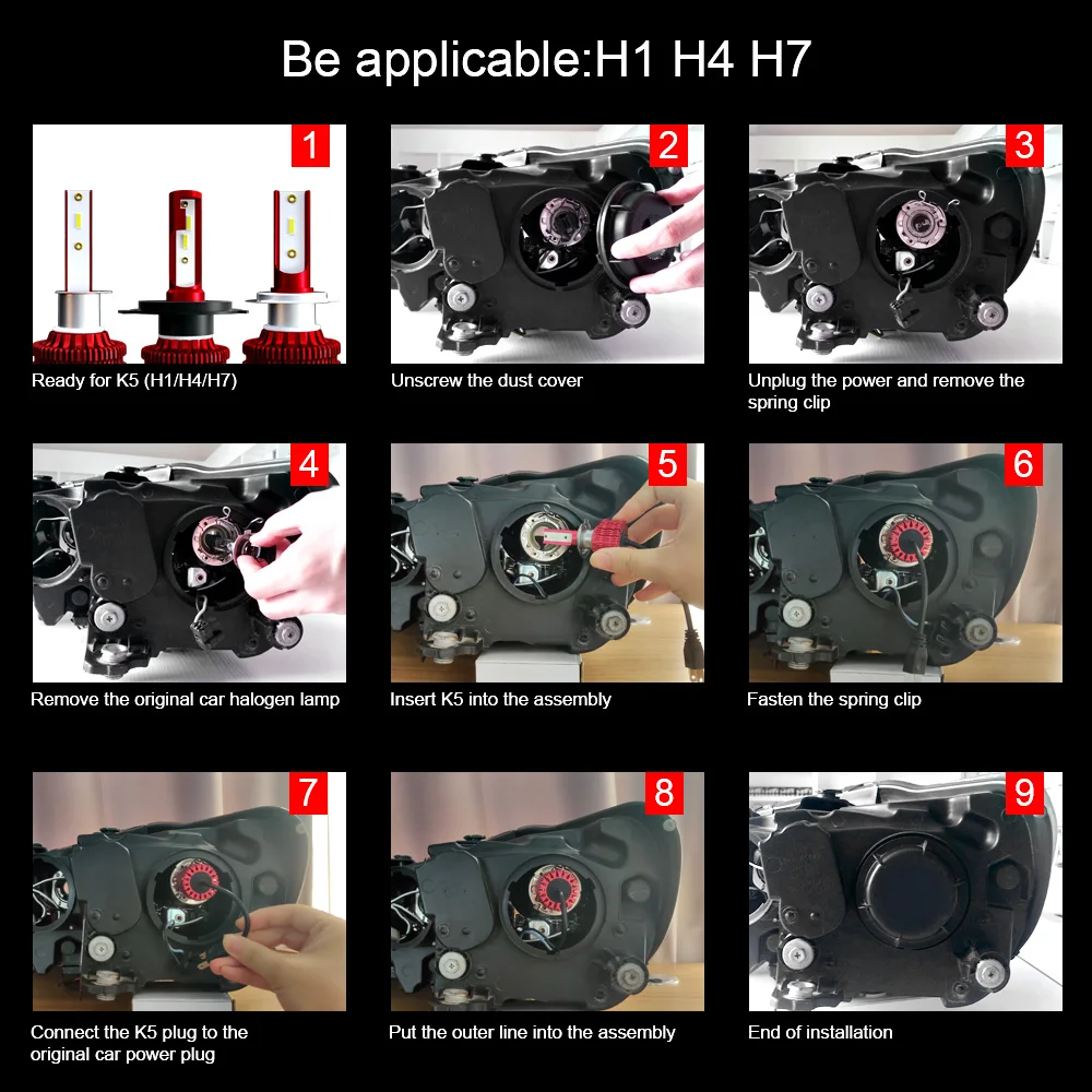 Автомобильная фара 9006 HB4 Светодиодный лампочки с ампулой светодиодный H4 H7 9003 HB3 9005