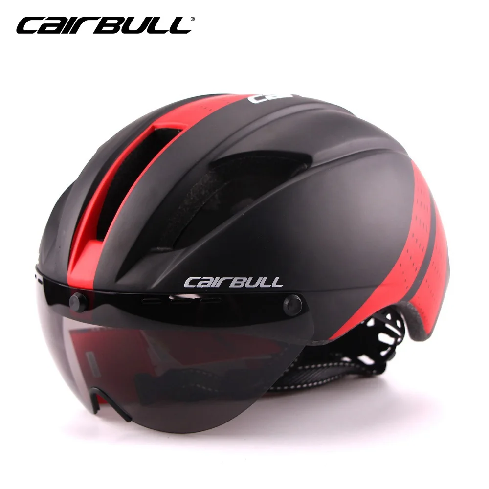 Cairbull Bicycle TT Aero Helmet MTB Mountain Road Riding Racing Helmet High Quality Integral-Molded Helmet With Goggles