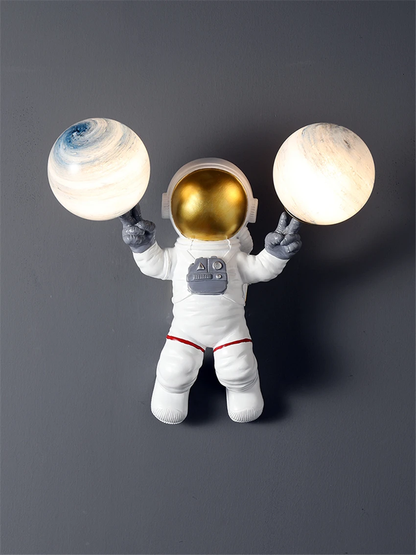 

Modern Astronaut Wall Lamp Living Room Background Dining Room Cartoon Moon Lamp Children's Room Bedroom Interior Design Lighting