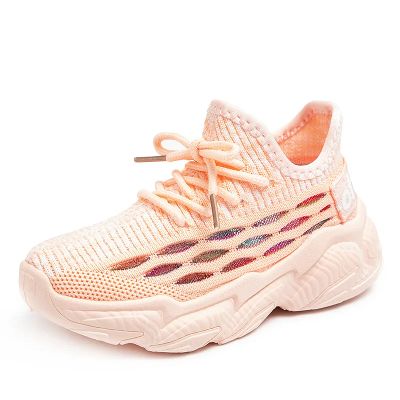 

version of spring and summer children's shoes casual shoes girls sneakers boys fly weaving mesh ventilation light net shoes