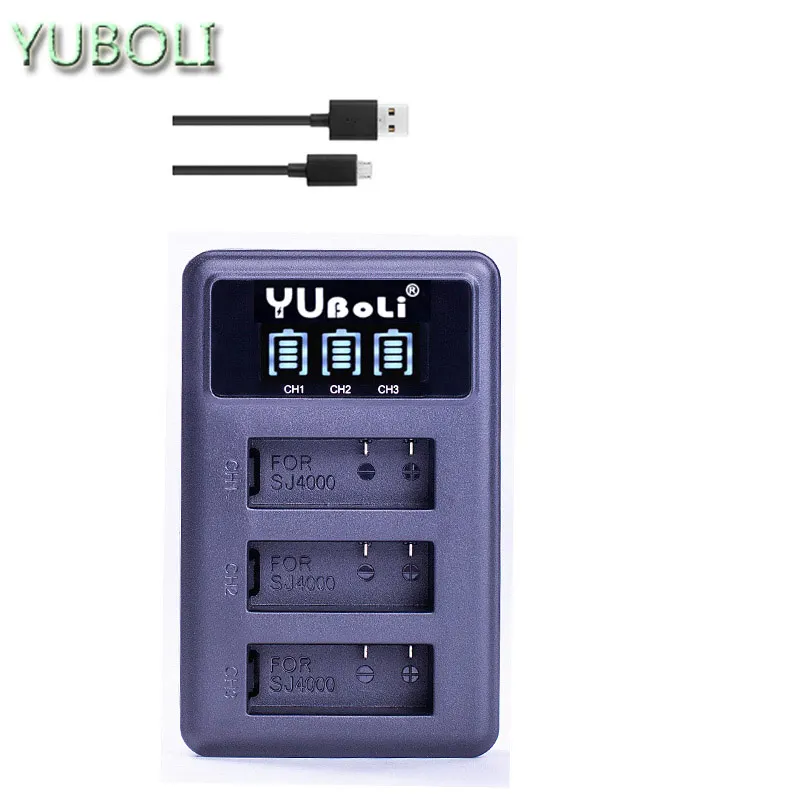 3,7 v 900mAh батарея SJ4000 Батарея SJ5000 SJ6000, Wi-Fi+ ЖК-дисплей 3 лота usb зарядное устройство для спортивной экшн-камеры SJCAM sj 4000 5000 6000 7000 8000 sj9000 M10 - Цвет: charger only