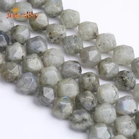 natural faceted grey labradorite stone beads loose gray larvikite beads for jewelry making needlework diy bracelet wholesale