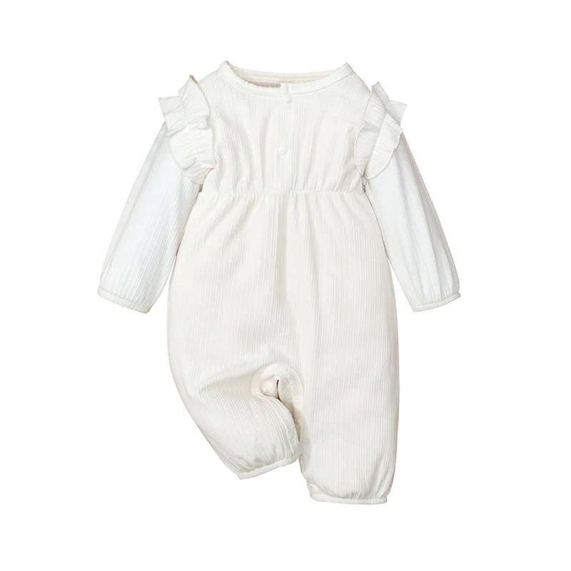 

3Pcs Toddler Newborn Baby Solid Color One-piece Rompers Spring Autumn Long-sleeved Trousers Cotton Jumpsuit Baby Bodysuit 0-12M