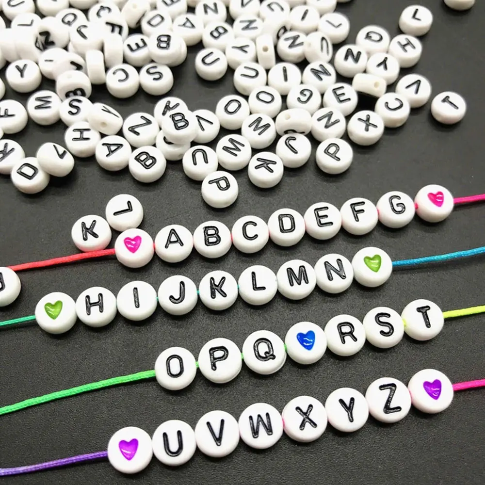 

7500pcs Czech Glass Beads Mixed Letter Heart Shape Beads For Kids Jewelry Making Handmade DIY Round Hole Bracelet Necklace