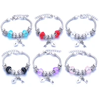 adjustable key heart lock round bead charm bracelets for women girl glass beads brand bracelet bangle women elegant jewelry