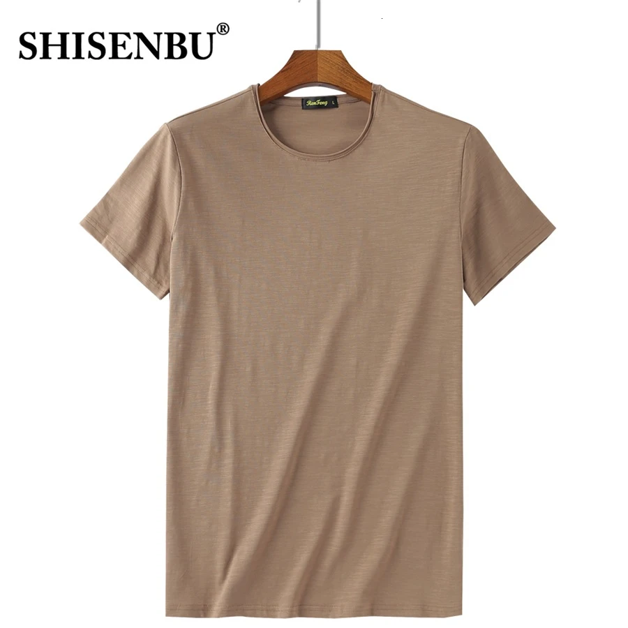 O neck brown Мужское боди майка мужская белая нижнее белье бамбуковый клубок хлопка Мужская спортивная майка V-образный вырез - Цвет: O neck brown