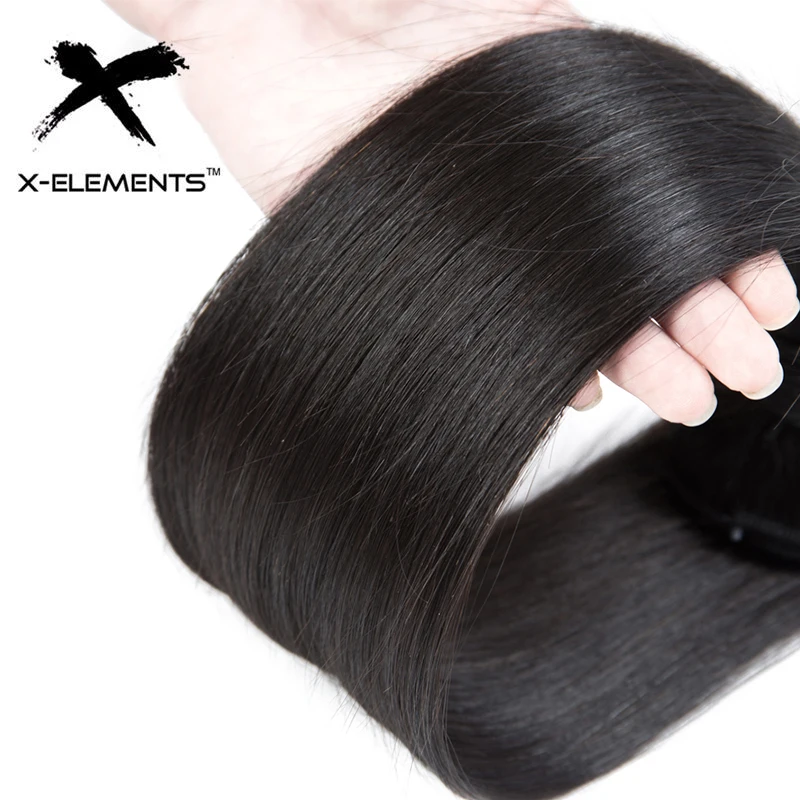 Прямые бразильские пучки человеческих волос с закрытием Remy 8 26 &quotнатуральный