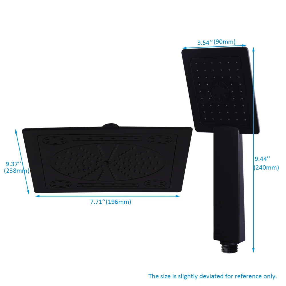 matte black abs plastic square faucet accessories high pressure combo bathroom hand shower head set free global shipping